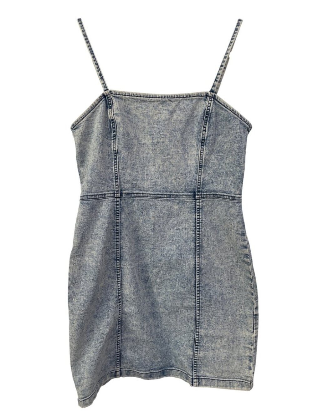 H&M Divided Mini Dress Size 8 Sleeveless Denim Blue Acid Wash Retro Classic Y2K